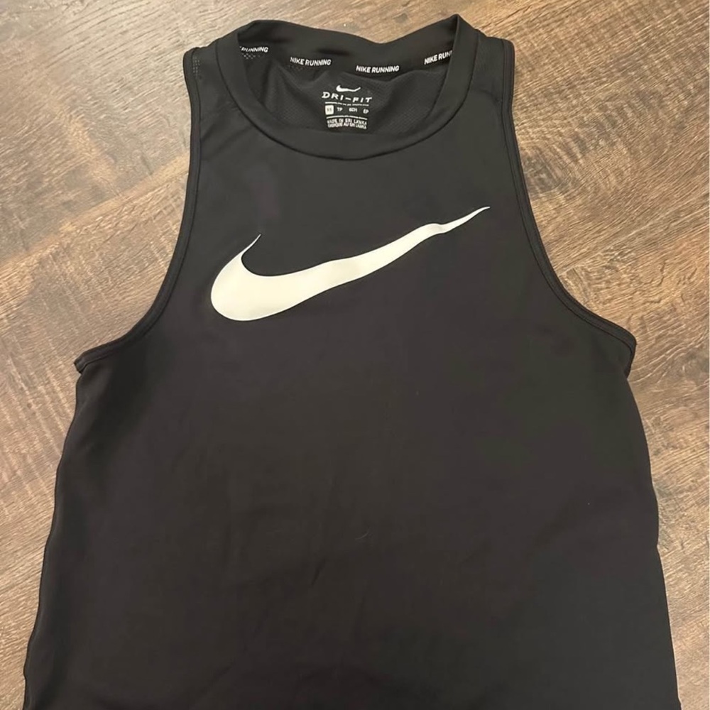 Nike Dri-Fit Black Tank Top with White Swoosh - XS